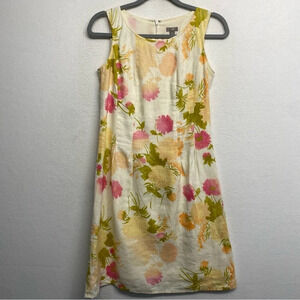 J Jill Linen Floral Watercolor MIDI Tank Dress Size 2 Petite